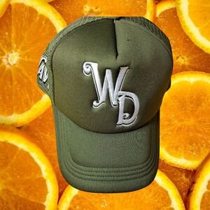 Wavy Distribution Olive Green Mesh Trucker Hat WD Logo Adjustable